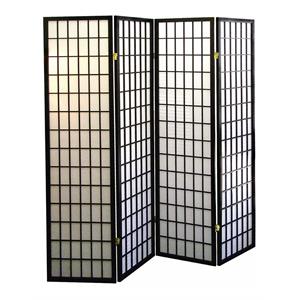 ore international 70 inches 4-panel wood screen room divider with japanese style