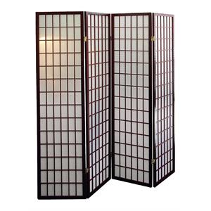 ore international 70 inches 4-panel wood screen room divider with japanese style