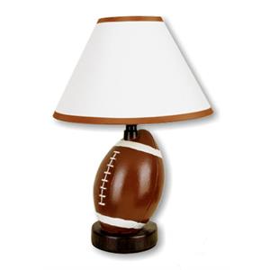 ORE International Football Ceramic Table Lamp with Linen Shade in Brown