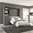 Bestar Pur Full Murphy Bed and Shelving Unit with Drawers (84W) in Bark Grey