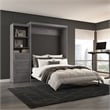 Bestar Pur Queen Murphy Bed and Shelving Unit with Drawers (90W) in Bark Grey