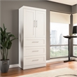 Bestar Pur 36W Wardrobe with Drawers in White - Engineered Wood