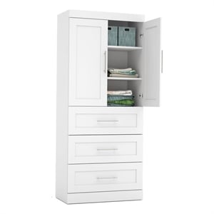 Bestar Pur 36W Wardrobe with Drawers in White - Engineered Wood