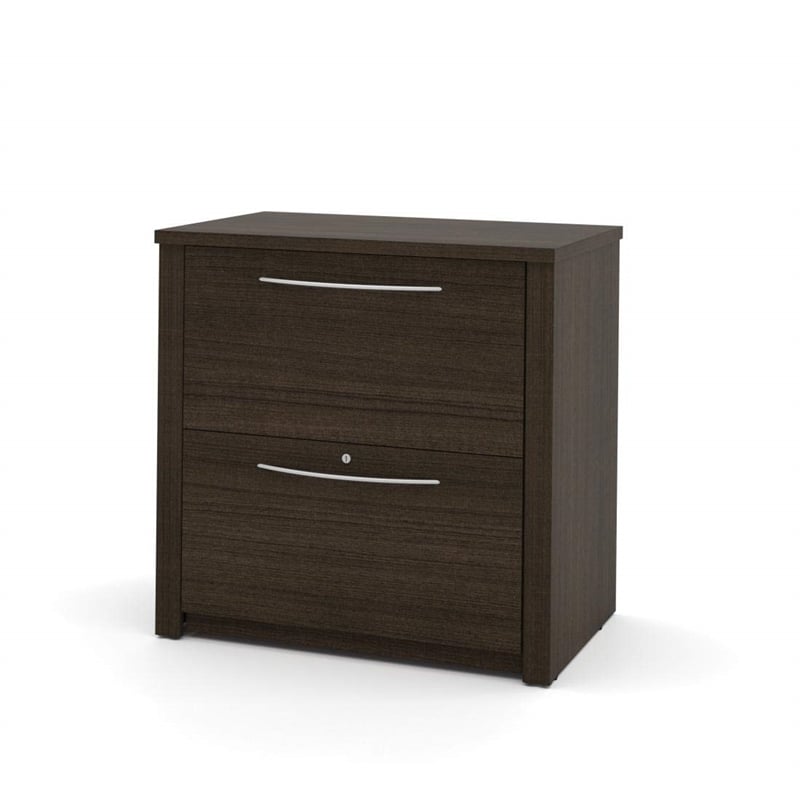 Bestar Embassy 2 Drawer Lateral Wood File Storage Cabinet in Dark Chocolate