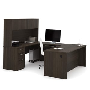 Bestar Embassy 71&quot U-Desk with Hutch in Dark Chocolate