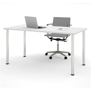 bestar writing desk with round metal legs in white
