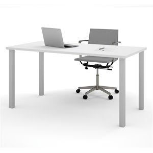 bestar writing desk with square metal legs in white