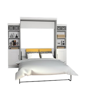 bestar edge 3 piece open storage wall bed in white