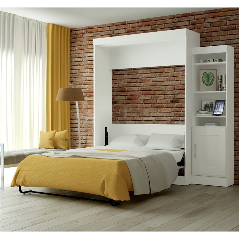 Bestar Edge 87" Transitional Wood Queen Murphy Bed with Storage