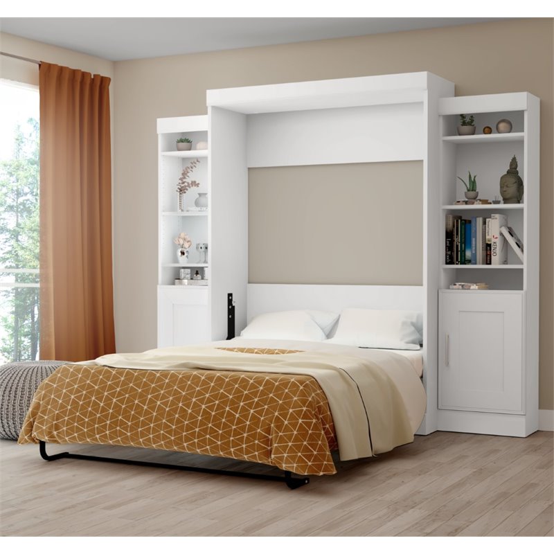 Bestar Edge Full Wall Bed with Storage in White Cymax Business