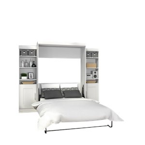 bestar edge 3 piece open storage wall bed in white