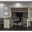 Bestar Prestige Plus L-Desk with Hutch in White Chocolate and Antigua