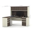 Bestar Prestige Plus L-Desk with Hutch in White Chocolate and Antigua
