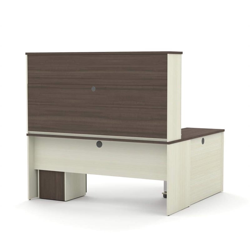 Bestar Prestige Plus L-Desk with Hutch in White Chocolate and Antigua