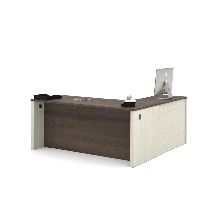 Bestar Prestige Plus L-Desk in White Chocolate and Antigua