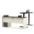 Bestar Prestige Plus Height Adjustable L-Desk in White Chocolate