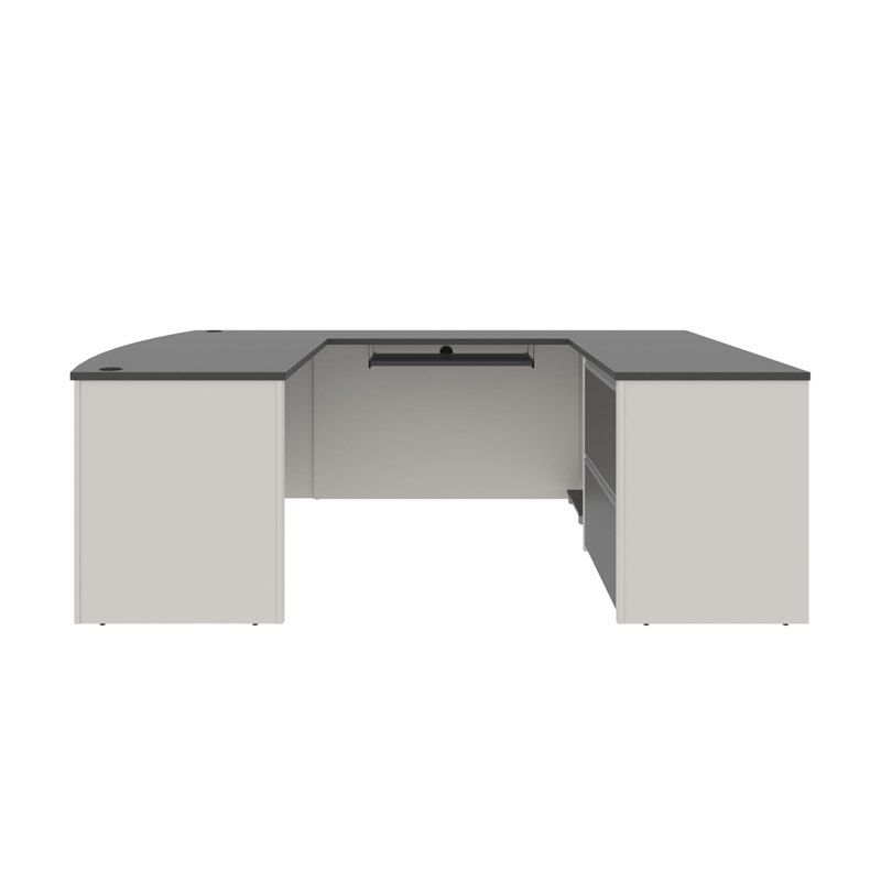 Bestar Connexion U-Shape Home Office Set Pedestal in Sandstone and Slate