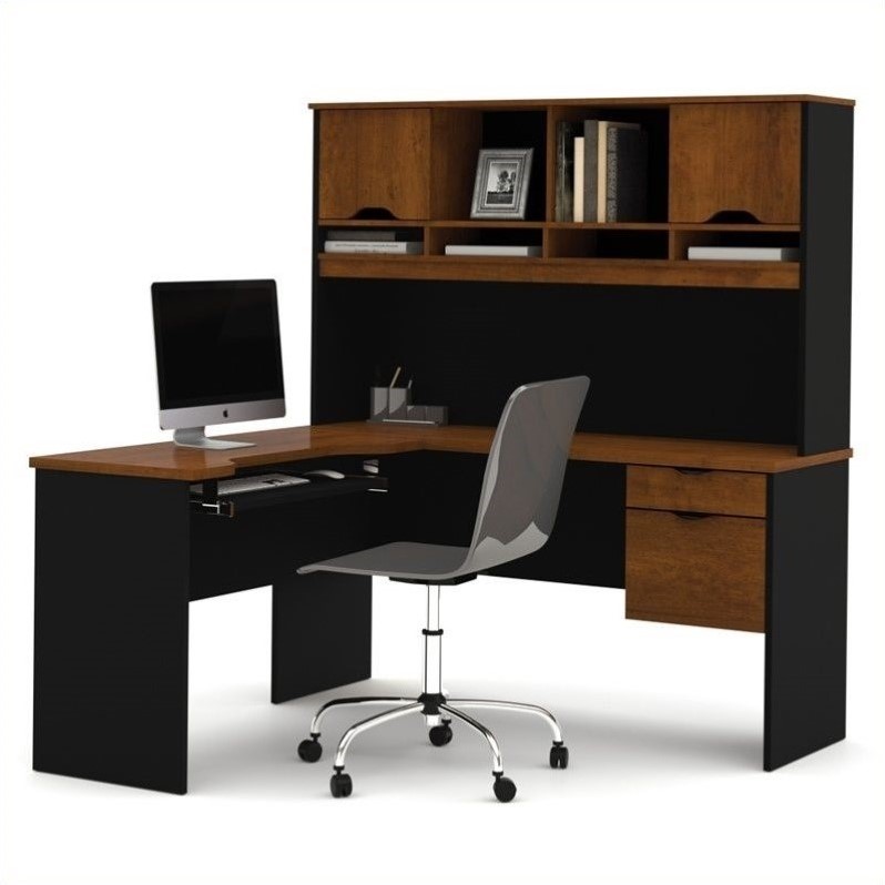 Bestar Innova L Shape Wood Computer Workstation With Hutch In