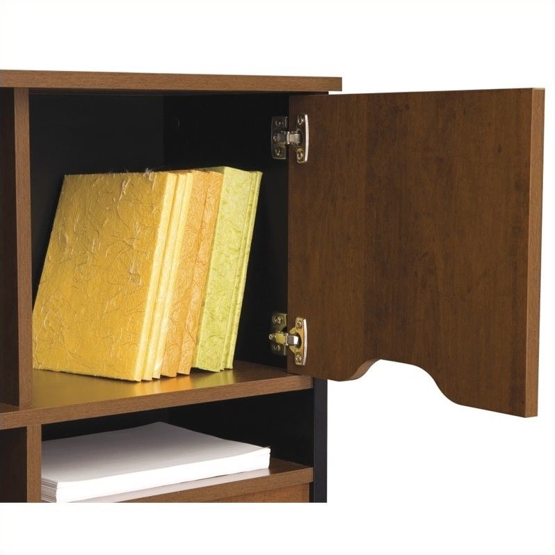 Bestar Innova LShape Wood Computer Workstation with Hutch in Tuscany