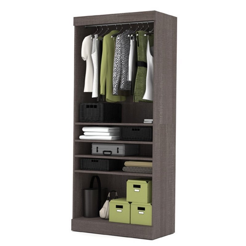 Bestar Pur 36W Closet Organizer in Bark Gray - Engineered Wood