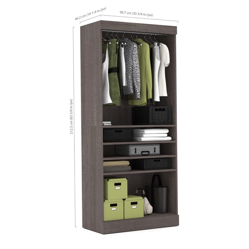Bestar Pur 36W Closet Organizer in Bark Gray - Engineered Wood