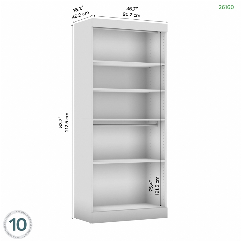 Bestar Pur 36W Closet Organizer in Bark Gray - Engineered Wood