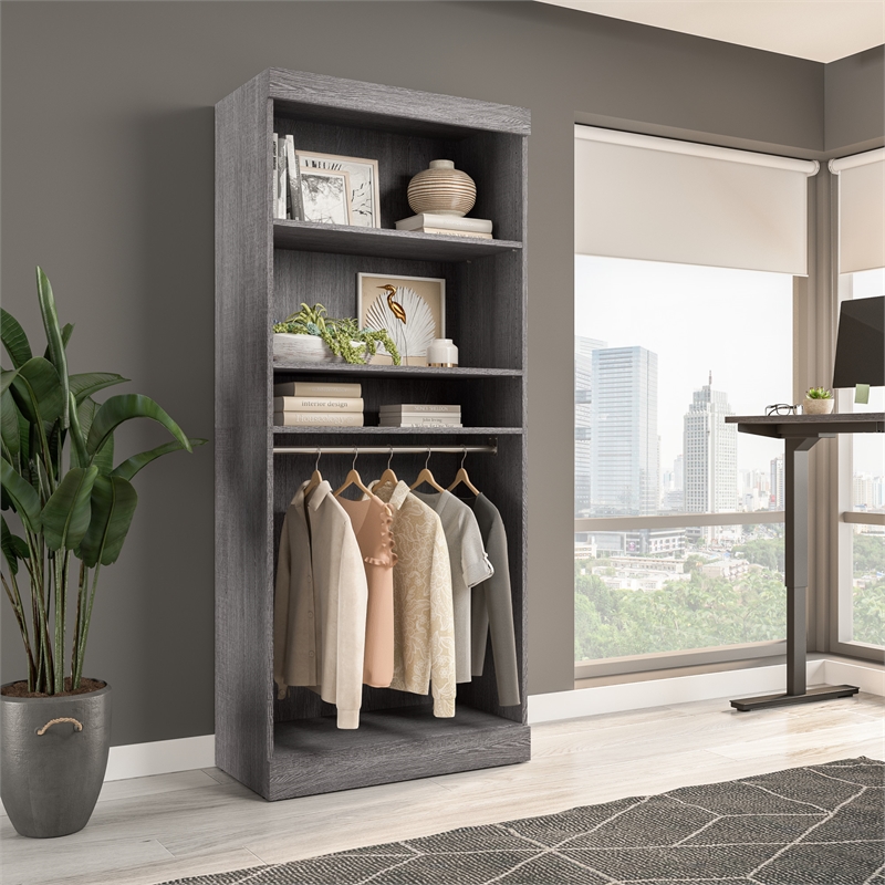 Bestar Pur 36W Closet Organizer in Bark Gray - Engineered Wood