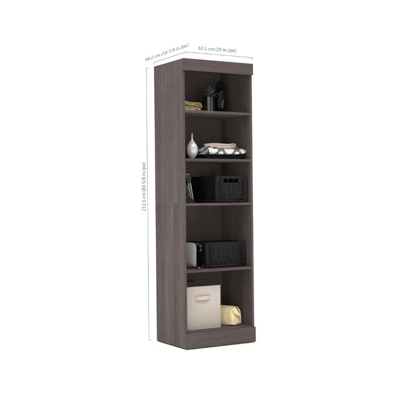 Bestar Pur 25W Closet Organizer in Bark Gray - Engineered Wood