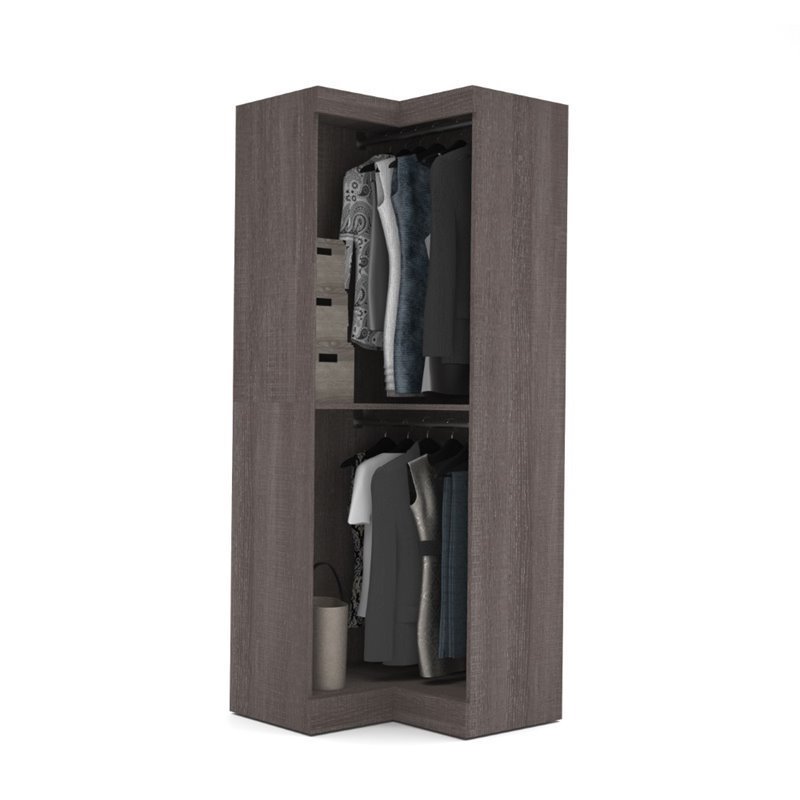 Bestar Pur 33W Corner Closet Organizer in Bark Gray - Engineered Wood