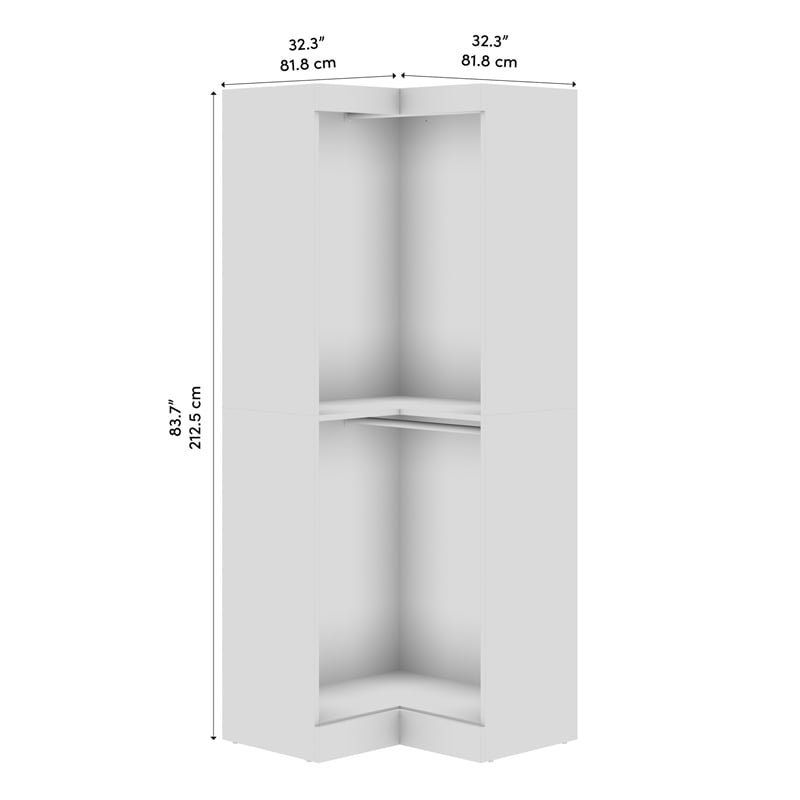 Bestar Pur 33W Corner Closet Organizer in Bark Gray - Engineered Wood