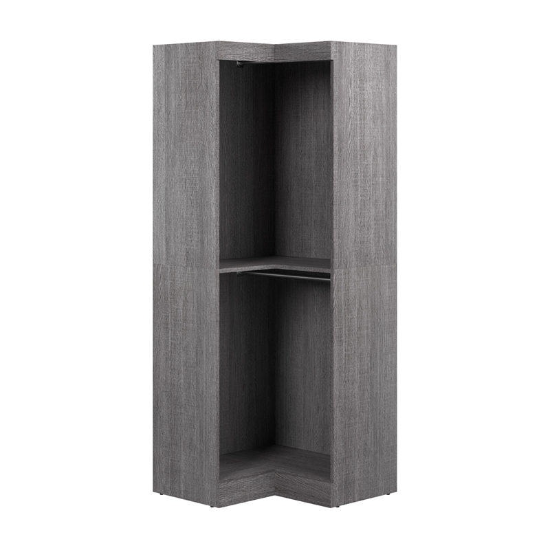Bestar Pur 33W Corner Closet Organizer in Bark Gray - Engineered Wood