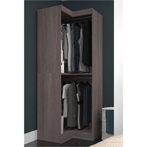 Bestar Pur 33W Corner Closet Organizer in Bark Gray - Engineered Wood