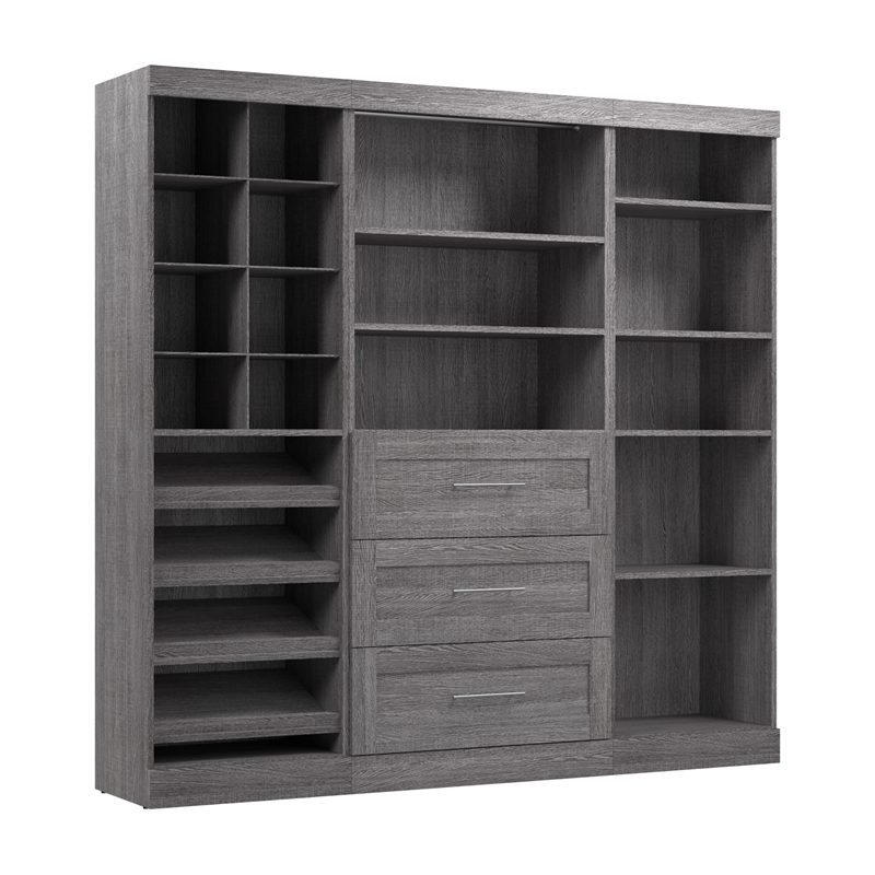 Bestar Pur 86W Closet Organizer System in Bark Gray - Engineered Wood