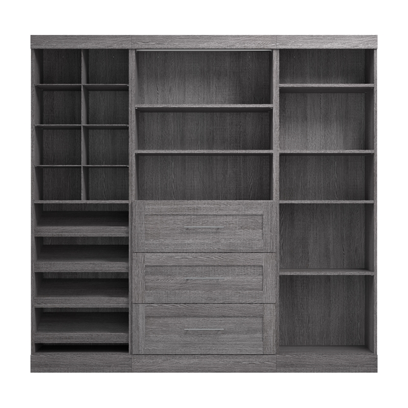 Bestar Pur 86W Closet Organizer System in Bark Gray - Engineered Wood