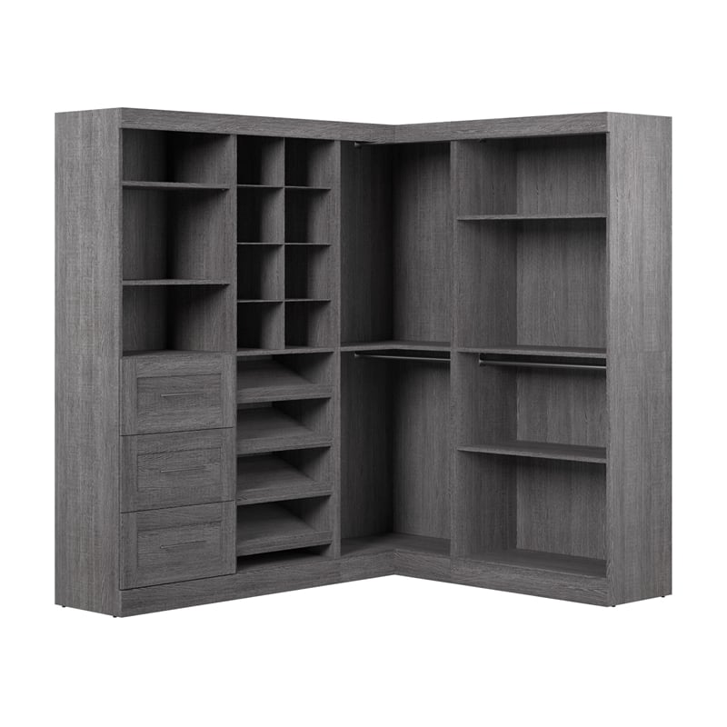 Bestar Pur 83W Walk-In Closet Organizer in Bark Gray - Engineered Wood