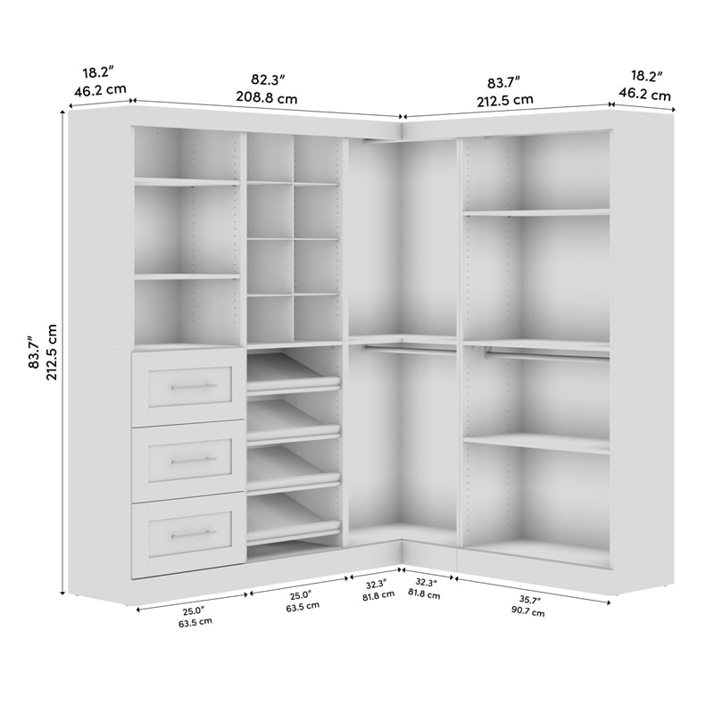 Bestar Pur 83W Walk-In Closet Organizer in Bark Gray - Engineered Wood