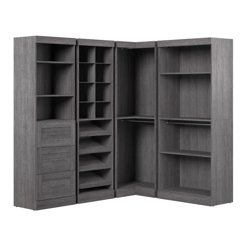 Bestar Pur 83W Walk-In Closet Organizer in Bark Gray - Engineered Wood