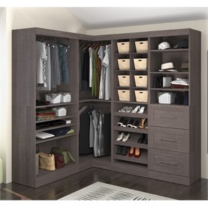 Bestar Pur 83W Walk-In Closet Organizer in Bark Gray - Engineered Wood