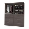 Bestar Pur 72W Closet Organizer with Drawers in Bark Gray - Engineered Wood