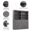 Bestar Pur 72W Closet Organizer with Drawers in Bark Gray - Engineered Wood