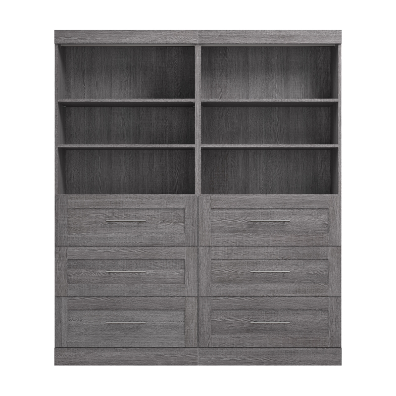 Bestar Pur 72W Closet Organizer with Drawers in Bark Gray - Engineered Wood