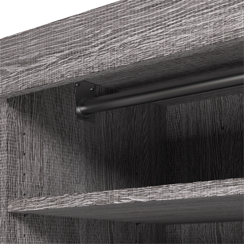 Bestar Pur 86W Closet Organizer with Drawers in Bark Gray - Engineered Wood