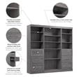 Bestar Pur 86W Closet Organizer with Drawers in Bark Gray - Engineered Wood