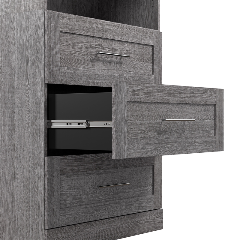 Bestar Pur 161W Walk-In Closet Organizer System in Bark Gray - Engineered Wood