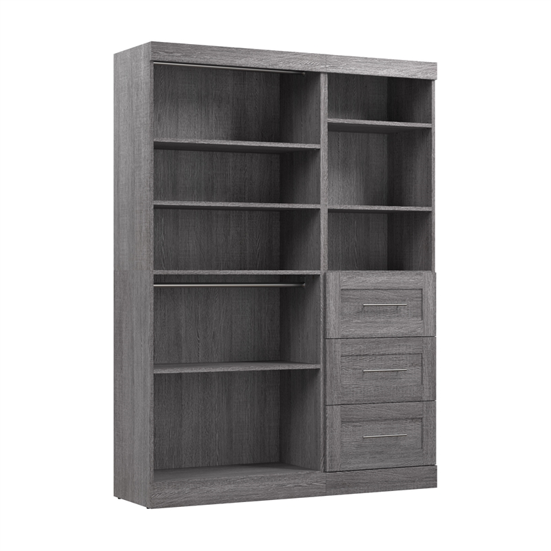 Bestar Pur 61W Closet Organizer System in Bark Gray - Engineered Wood