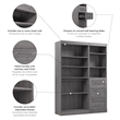 Bestar Pur 61W Closet Organizer System in Bark Gray - Engineered Wood
