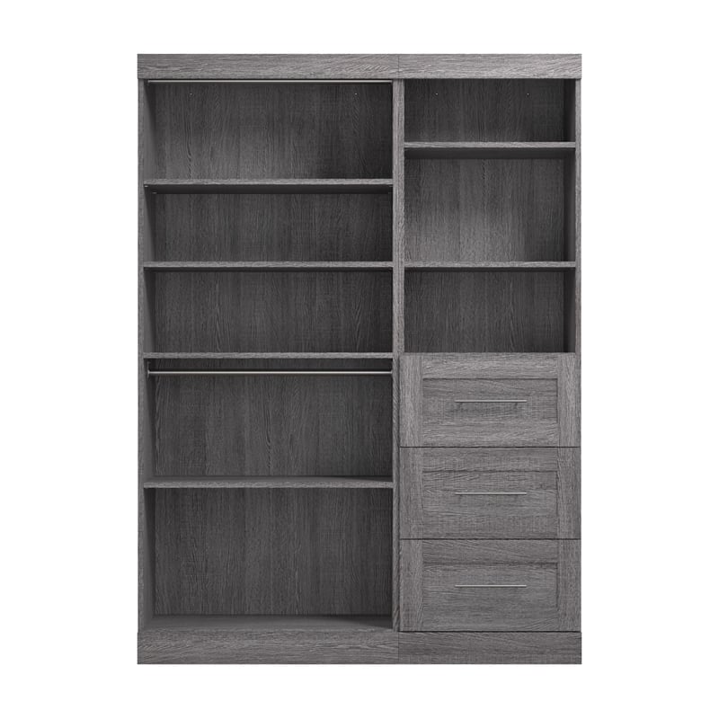 Bestar Pur 61W Closet Organizer System in Bark Gray - Engineered Wood