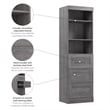 Bestar Pur 25W Closet Organizer with Drawers in Bark Gray - Engineered Wood