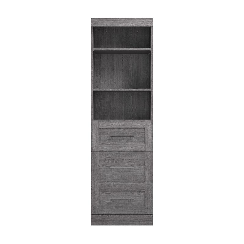 Bestar Pur 25W Closet Organizer with Drawers in Bark Gray - Engineered Wood