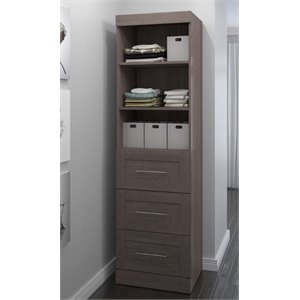 Bestar Pur 25W Closet Organizer with Drawers in Bark Gray - Engineered Wood